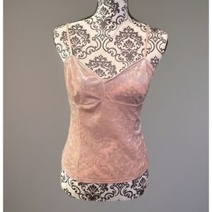 Y2k Candie's Crushed Velvet Velour Crop Tank Top Light Pink Size Large